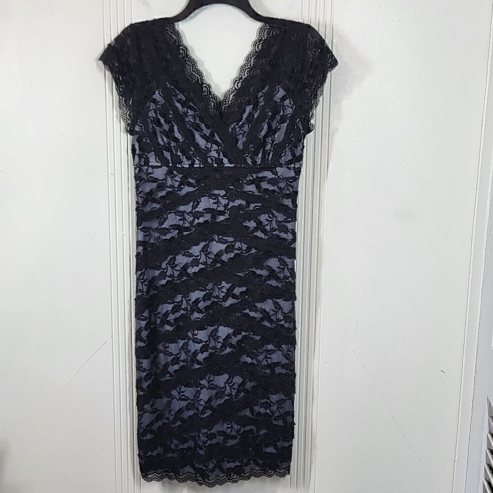 Helene Blake Black Lace Dress With Beaded Embellishments